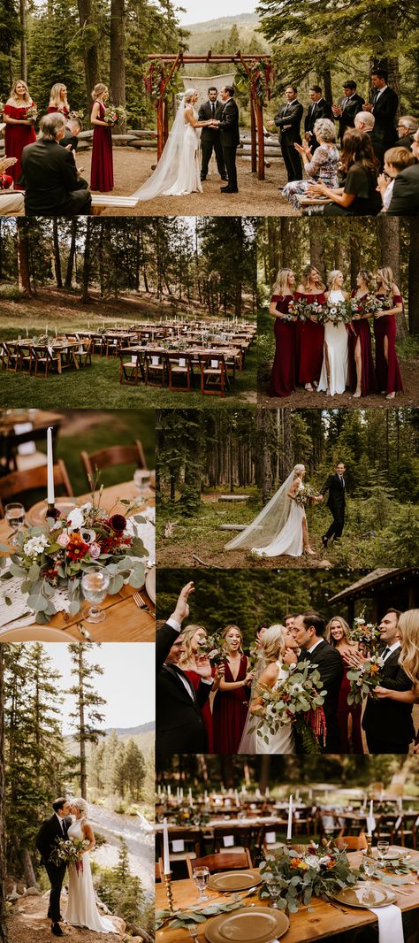 Wedding Theme Ideas Elegant Rustic, Wine Red Theme Wedding, Wedding Themes Maroon, Wine Red And Forest Green Wedding, Maroon And Eucalyptus Wedding, Dark Red And Sage Green Wedding, Rustic Wedding Burgundy, Red Fall Wedding Colors, Burgundy Fall Wedding Theme