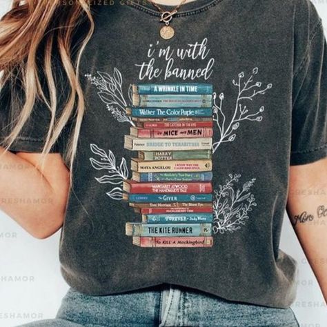 I'm With The Banned Shirt, Bookish Banned Books T-Shirt, Reading Teacher Shirt Library Christmas Shirts, Banned Books Tshirt, Banned Books Shirt, Book Nerd Shirts, Read Banned Books, Books Shirt, Librarian Shirt, Gifts For Librarians, Reading Teacher