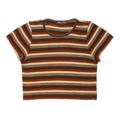 Marsha Striped Crop Top ($72) ❤ liked on Polyvore featuring tops, shirts, t-shirts, tops/shirts, striped top, stripe top, brown tops, shirt top and stripe crop top Vintage Striped Shirt, Brown Shirts, Moodboard Pngs, Png Clothes, Brown Crop Top, Vintage Crop Tops, Swaggy Outfits, Striped Crop Top, Top Vintage