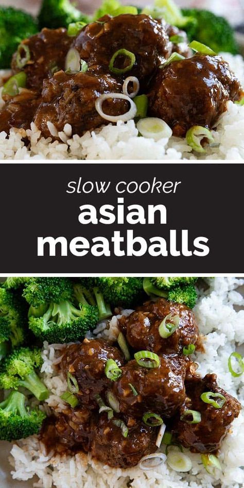 Filled with so much flavor, these Asian Meatballs are cooked in the slow cooker with a delicious sauce. The Asian flavors really make these meatballs stand out. Asian Meatballs Crockpot, Asian Crockpot Recipes, Dry Chicken Recipes, Potpie Casserole, Chicken Recipes For Lunch, Asian Pork Meatballs, Slow Cooker Asian, Meatball Recipes Crockpot, Asian Meatballs