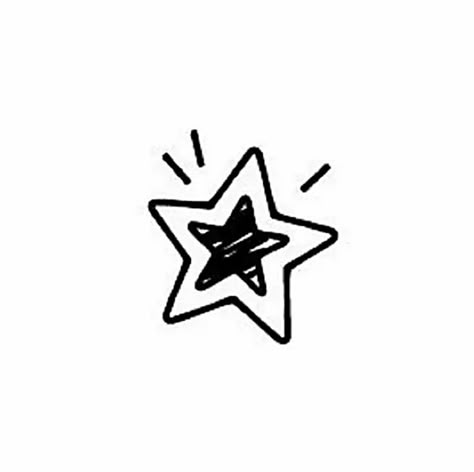 Cute Corner Doodles, Star Cartoon Aesthetic, Star Simple Drawing, Black Star Widget, Black And White Star Aesthetic, Simple Star Drawing, Black And White Doodles Aesthetic, Star Cartoon Drawing, Star Doodles Aesthetic