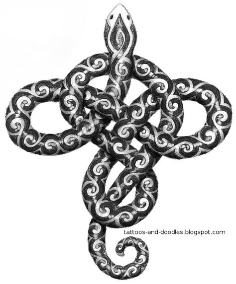 Tattoos and doodles: Snake knot Sea Snake Tattoo, Celtic Snake, Mum And Daughter Tattoo, Celtic Wood, Fire Snake, Traditional Snake Tattoo, Celtic Knot Tattoo, Snake Knot, Knot Tattoo