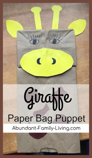 Paper Bag Giraffe, Giraffe Puppet, Giraffe Craft, Bag Puppet, Children's Church Crafts, Puppets For Kids, Paper Bag Crafts, Puppets Diy, Paper Bag Puppets