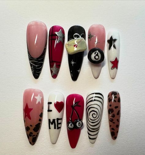 i ❤️ me ⭐️🌀💌 ib: pinterest #pressons #smallbusiness #nailinspo #iloveme #nynails I Love My Bf Nails, Press On Business Ideas, Nails I Love Me, I Heart Me Nails, Deftones Nails, I Love Me Nails, Homemade Cuticle Oil, Y2k Inspired Nails, Press Ons Nails