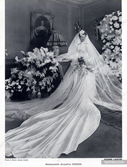 Jeanne Lanvin 1939 Jacqueline Vezzani, Wedding Dress, Photo C.Martin Lanvin Wedding Dress, Nostalgic Photography, Fashion Study, Vintage Foto's, Popular Wedding Dresses, Vintage Brides, Vintage Wedding Photos, Jeanne Lanvin, Vintage Weddings