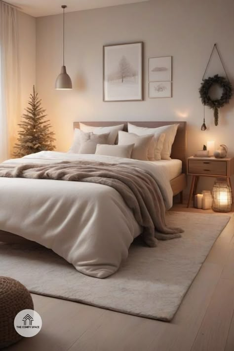 Winter is here, and it's time to cozy up your bedroom! Explore unique decor accents that can elevate your space and make it feel inviting. From warm textiles to calming colors, these ideas will help you create a serene retreat. Trust me, I've learned the hard way what works and what doesn't. Let’s make your bedroom a winter haven together!#CozyVibes #WinterHome #BedroomInspiration #DecorIdeas #HomeStyling Winter Bedding Aesthetic, Bedroom Scandinavian Style Cozy, Cosy Modern Bedroom, Calm Bedroom Ideas Colour Schemes, Calming Bedroom Ideas Inspiration, Cozy Adult Bedroom, Nuetral Bedroom, Calm Bedroom Ideas, Bedroom Scandinavian Style