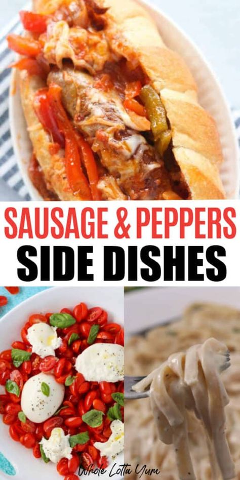 Sausage And Peppers Dinner Ideas, Sides Dishes For Sausage, Side For Sausage And Peppers, Sides With Italian Sausage, Side Dish For Sausage And Peppers, Sides With Sausage And Peppers, Bbq Sausage Side Dishes, What To Serve With Italian Sausage, Sausage And Peppers Side Dish