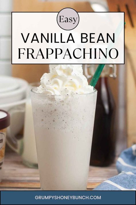 Create your own Starbucks coffee shop magic at home with our Vanilla Bean Frappuccino! This refreshing treat as easy to make right at home without spending a small fortune! Vanilla Bean Frappachino Recipe, Vanilla Bean Frappachino, Frappachino Recipe, Vanilla Bean Frappuccino Recipe, Starbucks Vanilla Bean Frappuccino, Vanilla Bean Frappuccino, Diy Vanilla, Frappuccino Starbucks, Blue Cheese Burgers