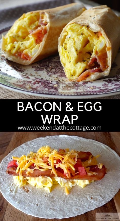 Breakfast Wraps Recipes, Breakfast Wrap, Eggs And Cheese, Bacon Eggs Breakfast, Egg Wrap, Breakfast Wraps, Bacon Egg, Breakfast Burritos, Breakfast Brunch Recipes