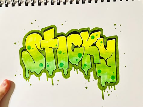 Sticky Drawing, Easy Graffiti, Drawing Graffiti, Easy Graffiti Drawings, Diy Graffiti, Graffiti Wildstyle, Graffiti Art Letters, Graffiti Text, Graffiti Tattoo