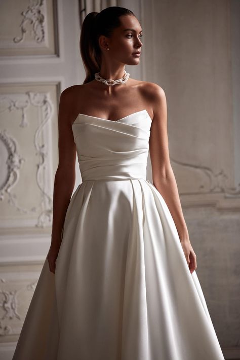 Wedding Dress White, Milla Nova, Wedding Dress With Pockets, Satin Wedding Dress, Elegant Wedding Dress, A-line Wedding Dress, Dream Wedding Dresses, Dress White, Wedding Gown