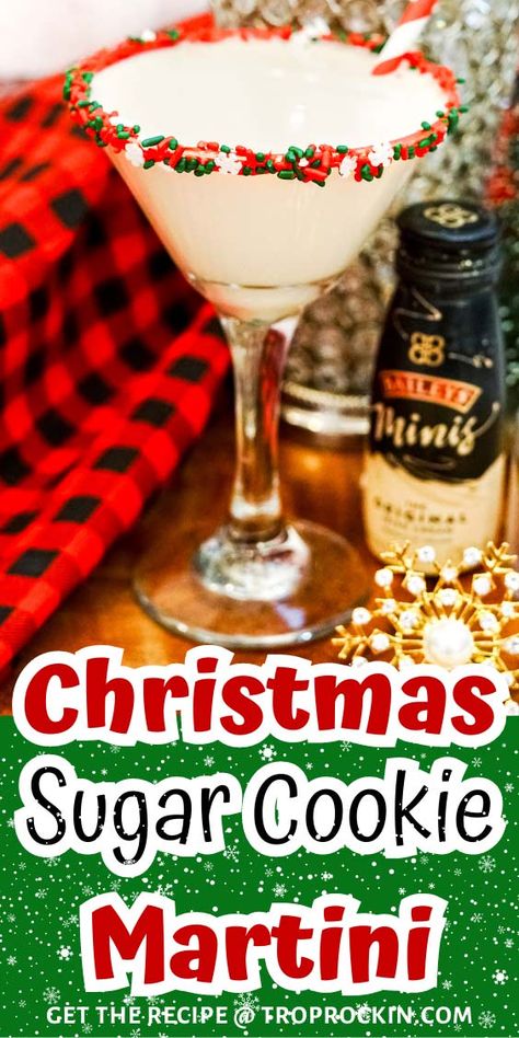 Sugar Cookie Martini Whipped Cream Vodka Recipes, Cookie Martini Recipe, Sugar Cookie Martini Recipe, Sugar Cookie Martini, Cookie Martini, Holiday Martinis, Christmas Cocktail Recipes, Classic Eggnog, Holiday Cocktail Recipes