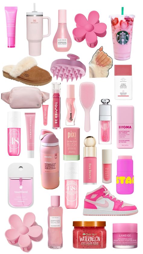 These are a bunch of preppy items but all in pink Preppy Party Favor Ideas, Loveshake Fancy, Pinkmas Wishlist, Preppy Perfume, Preppy Gift Ideas, Pink Preppy Aesthetic, Cute Preppy Aesthetic, Preppy Sleepover, Preppy Items