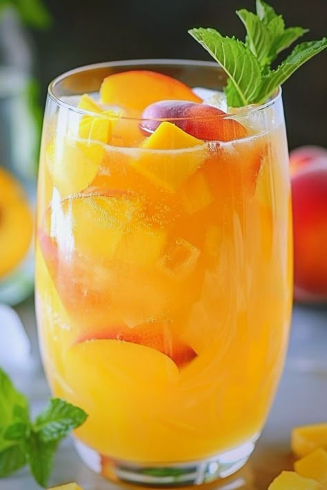 Tropical Sangria Recipe, Mango Sangria, Tropical Sangria, Cocktail Punch, Christmas Cocktails Easy, Mango Rum, Sangria Cocktail, Sommer Mad, White Wine Sangria