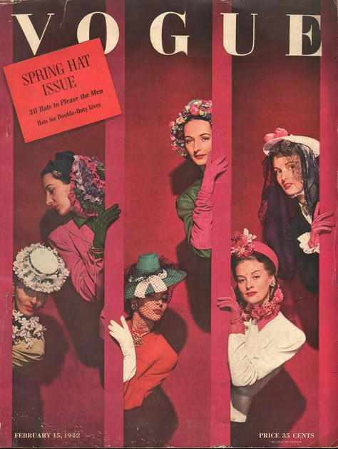 Construction Fashion, Vintage Vogue Covers, Fall Green, Vogue Magazine Covers, 1940's Fashion, Vogue Archive, Vintage Magazine Covers, Spring Hats, Fashion Magazine Cover