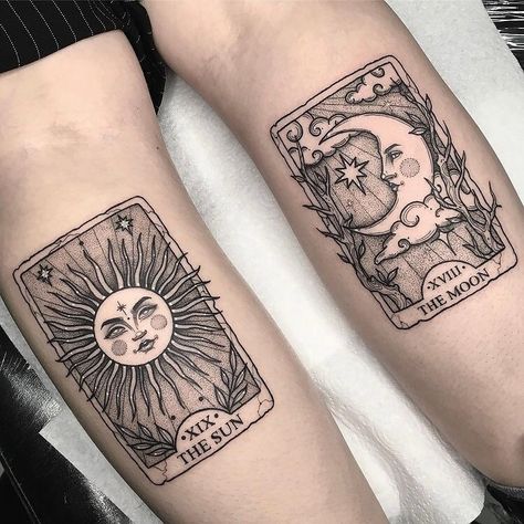 Lotusblume Tattoo, Moon Sun Tattoo, Sun And Moon Tattoo, Mystical Tattoos, Tarot Tattoo, Tarot Card Tattoo, Polynesian Tattoos, Moon Tattoo Designs, Geometric Tattoos