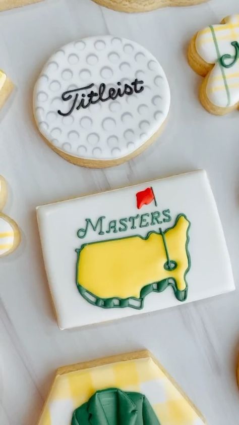 sugarberrycookieshoppe on Instagram: All my golf knowledge comes from Happy Gilmore , TMZ reports on Tiger Woods, and golf cookies ⛳️ How about you? Team Happy Gilmore or… Masters Cookies, Golf Cookies, Masters Party, Happy Gilmore, Decorated Cookie Ideas, Cookie Decorating Ideas, S Cake, Brownie Bar, Tiger Woods