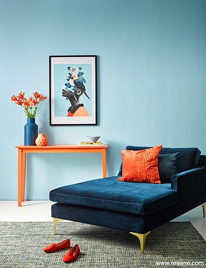 A study in contrast - decorating with complementary colours | Colour inspiration Interior Design Complementary Colors, Colour Harmony Interior Design, Complementary Colour Scheme Interior, Complementary Color Scheme Interiors, Complimentary Color Scheme Interior, Color Contrast Design, Orange And Blue Interior, Split Complementary Interior Design, Complementary Colors Interior Design