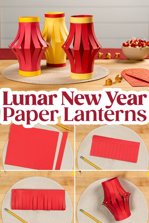 lunar new year paper lanterns Lunar Lantern Craft, Lunar New Year Pre K Craft, Lunar New Year Decoration Diy Chinese Paper Lanterns, Lunar New Year Ideas For Kids, Lunar New Year Art Preschool, Lunar New Year Elementary Art, Chinese Paper Lanterns For Kids, Kids Lunar New Year Craft, Chinese New Year Lanterns For Kids