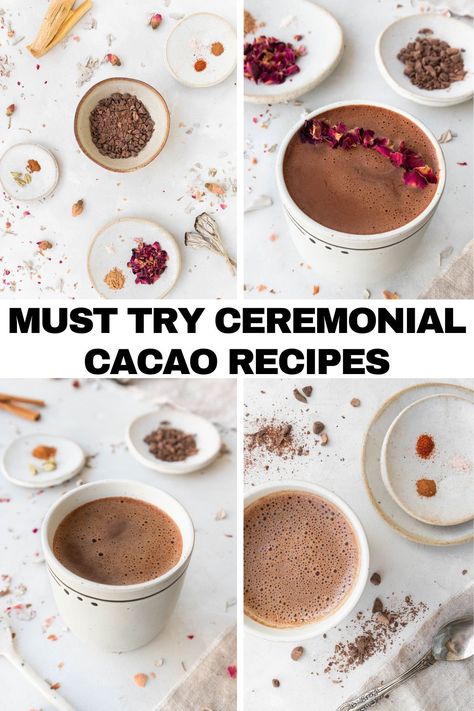 From a classic ceremonial cacao to a spicy twist or a fragrant rose-infused option, this post offers a recipe for every preference. Ceremonial Cocoa Recipe, How To Make Cacao Drink, Hot Cacao Drink Recipes, Cacao Ceremony Recipe, Cacao Drink Recipes, Ceremonial Cacao Recipe, Cacao Hot Chocolate, Cacao Drink, Creamy Drinks