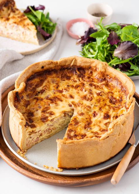 Quiche Lorraine is the ultimate savory pie. Get step-by-step instructions to make this elegant, rich, custardy French dish in your home kitchen. Mini Quiche Lorraine, French Quiche, Classic Quiche Lorraine, Classic Quiche, Shortcrust Pastry Recipes, Quiche Lorraine Recipe, Keto Quiche, Savoury Tarts, Quiche Recipes Easy