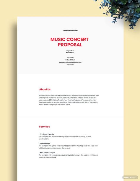 Free Music Concert Proposal Template Concert Proposal, Event Proposal Template, Event Proposal, Sponsorship Proposal, Music Letters, Project Proposal Template, Certificate Design Template, Docs Templates, Only Music