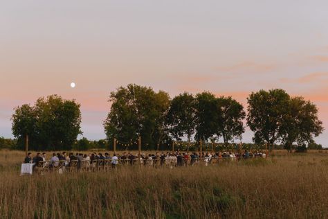 Weddings In Fields, Open Pasture Wedding, Married In A Field, Dinner In A Field, Backyard Field Wedding, Outdoor Field Wedding Reception, Wedding In The Field, Weddings In A Field, Grass Field Wedding