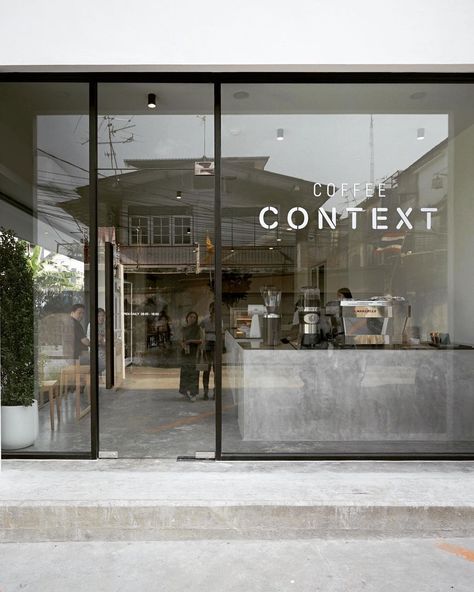 Industrial Interior Coffee Shop, Concrete Store Design, Cafe Industrial Design Coffee Shop, Industrial Cafe Interior Design, Industrial Coffee Shop Design, Coffeeshop Ideas, Aesthetic Cafe Interior, Coffee Shop Window, Korean Coffee Shop