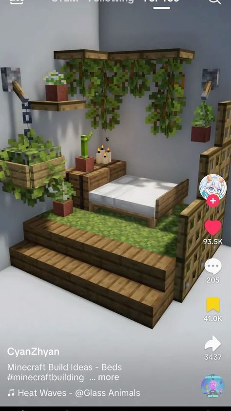 Minecraft 3 Bed Ideas, Minecraft Double Bed Designs, Cute Bed Designs Minecraft, Minecraft Headboard, Double Bed Minecraft, Loft Bed Minecraft, Small Minecraft Bed Ideas, Minecraft Double Bed Ideas, Minecraft Single Bed Ideas