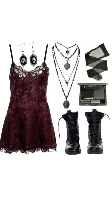 Pierce The Veil Outfits Concert, Vampire Outfit Modern, My Chemical Romance Concert Outfit, Whimsi Gothic Outfits, Grunge Vampire Aesthetic, Goth Valentines Day Outfit, Whimsigoth Inspiration, Tim Burton Aesthetic Outfit, Dark Witch Aesthetic Outfit