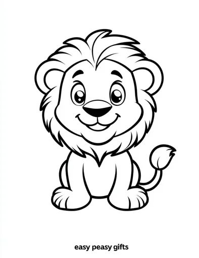 ↑↑↑ Larger size on website 🔸 The image is a black and white outline drawing of a cartoon lion. It has a large mane, big eyes, a s Cartoon Lion Drawing, Lion Cartoon Drawing, Simple Outline Drawing, Lion Outline, Lion Drawing Simple, Black And White Outline, Black And White Lion, Lion Drawing, Small Nose