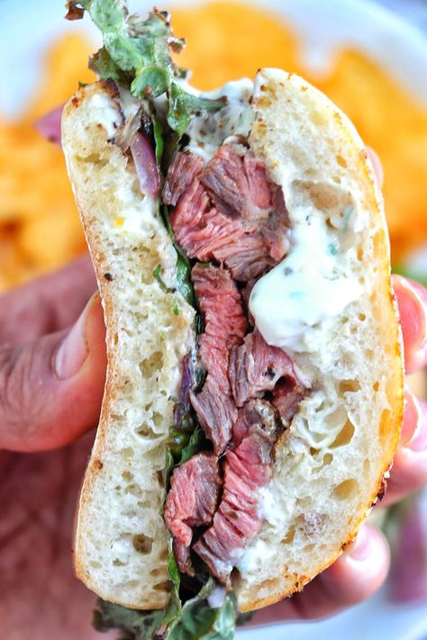 Best Steak Sandwich, Steak Sandwich Recipe, Sandwich Buffet, Creamy Horseradish, Steak Sandwich Recipes, Steak Wraps, Creamy Horseradish Sauce, Horseradish Sauce, Steak Sandwich