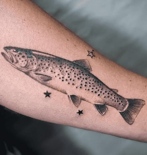 Speckled Trout Tattoo, Lake Trout Tattoo, Cutthroat Trout Tattoo, Halibut Tattoo, Steelhead Tattoo, Trout Tattoo Women, Cool Fish Tattoo, Trout Tattoos For Men, Trout Fish Tattoo