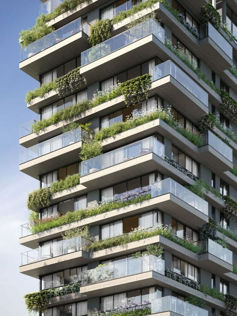 Buildings & Structures Green Building Architecture, Terrace Building, Green Terrace, Green Facade, Facade Architecture Design, Residential Building Design, Urban Gardens, Building Elevation, Mix Use Building