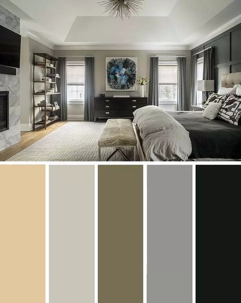 20 Beautiful Bedroom Color Schemes ( Color Chart Included ) | Decor Home Ideas Beige Bedroom Colors, Choosing Bedroom Colors, Closet Bedroom Ideas, Grey Colour Scheme Bedroom, Grey Bedroom Colors, Beautiful Bedroom Colors, Monochrome Bedroom, Feminine Bedroom, Personal Retreat