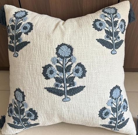 Amazon.com: YugTex Hand Embroidered Russell Motif Decorative Square Accent Throw Pillow Cover - Couch, Sofa, Farmhouse, Bedroom - 20x20,Ivory : Home & Kitchen Pillow Chair, Cover Couch, Chair Cushion Covers, Amazon Decor, Chair Pillow, Embroidery Neck Designs, Accent Throw Pillows, Farmhouse Pillows, Couch Pillow