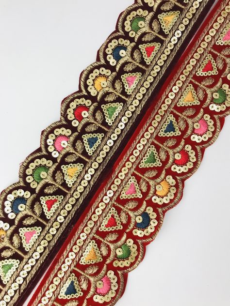 Embroidery Less Border, Indian Border Design Embroidery, Saree Lace Border Design, Saree Border Designs Lace, Embroidery Lace Border, Cutwork Lace, Borders Online, Ribbon Sewing, Embroidery Border