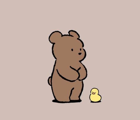 Cute Duck Pfp Cartoon, Cute Cartoon Bear Wallpaper, Brown Bear Drawing Cute, Cute Easy Bear Drawing, Cartoon Teddy Bear Drawing Easy, Cartoon Bears Cute, Cute Brown Bear Aesthetic, Cute Bear Drawings Cartoon, Cartoon Bear Aesthetic