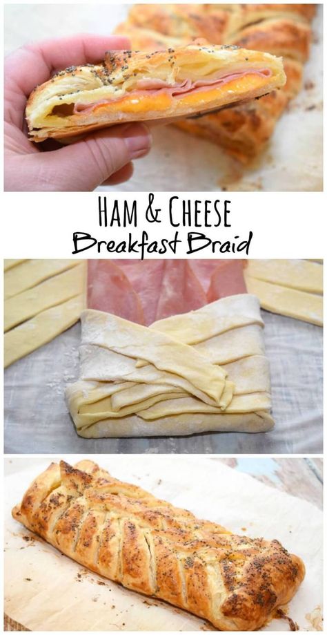 Ham and Cheese Breakfast Braid Breakfast Braid, Ham And Cheese Breakfast, Appetizers Meat, Keto Meat, Breakfast Cheese, Easy Ham, Cheese Breakfast, Meat Appetizers, Breakfast Pastries