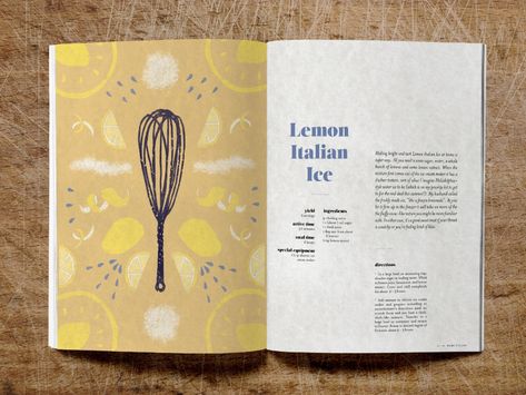 Lemon Ice Recipe, Midcentury Aesthetic, Recipe Graphic, Book Layout Design, Ice Recipe, Ebook Layout, Italian Cookbook, Recipe Book Covers, Recipe Book Design