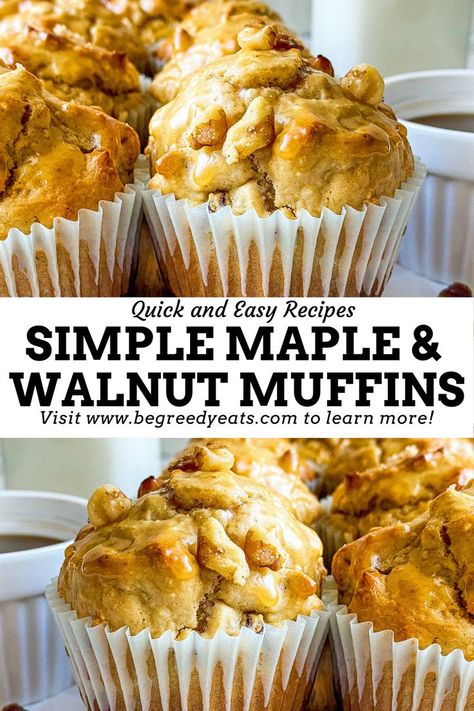 Maple Muffins, Easy Muffin Recipe, Savory Cupcakes, Maple Recipes, Pecan Muffins, Walnut Muffins, Simple Muffin Recipe, Maple Butter, Walnut Recipes