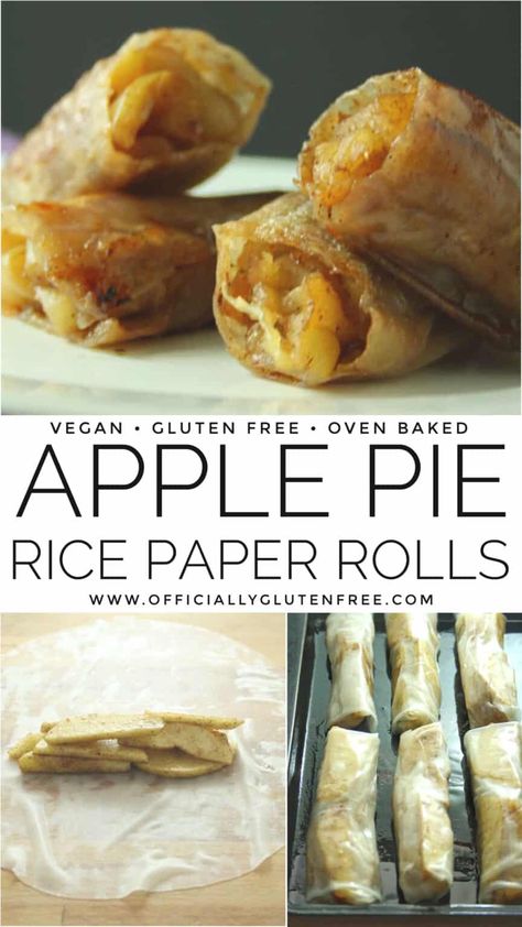 Apple Pie Rice Paper Rolls, Glutenfri Baking, Vegan Apple Pie, Rice Paper Rolls, Vegan Baked, Baked Apple Pie, Baked Apple, Gluten Free Sweets, Gluten Free Dairy Free Recipes