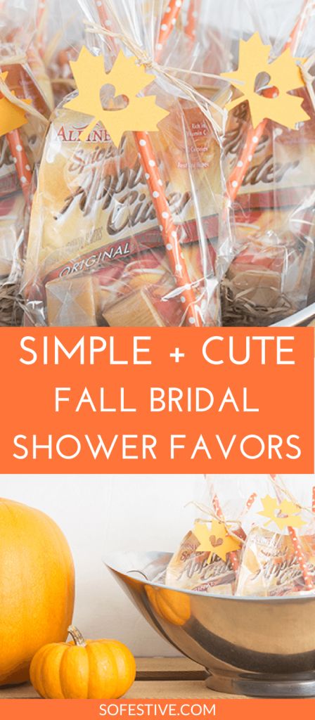 Fall In Love Wedding Favors, Apple Cider Party Favor, Apple Cider Favors, Fall Bridal Shower Party Favors, Thanksgiving Party Favors For Guests, Apple Cider Gift Ideas, Fall Party Table Decorations, Wedding Shower Ideas Fall, Fall Bunco Ideas