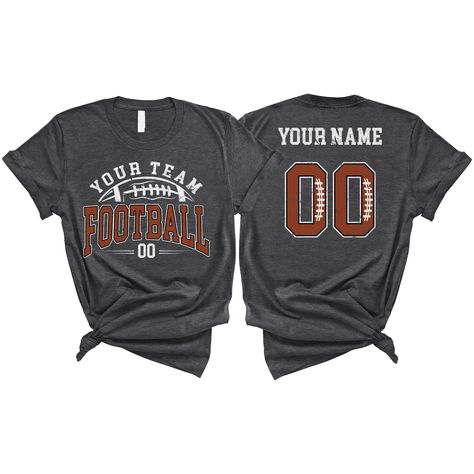 PRICES MAY VARY. PERSONALIZED T-SHIRT: A personalized Football T-shirt with name and shirt number will be the perfect gift for baseball lovers, mom, daughter, sister, niece, Wife, girlfriend,... Click on "Customize Now" and and start designing your unique shirt. MATERIAL: Solid colors are 100% cotton ( Black, White, Navy , Forest Green). Dark Heather colors are 50% cotton, 50% polyester. Sport Grey and Athletic Heather 90% cotton, 10% polyester. Color Dark Gray Heather and Heather Mauve 52% cott Football Girlfriend Shirts, Custom Football Shirts, Football Girlfriend, Football Shirt Designs, Gifts For Baseball Lovers, Girlfriend Shirt, Football Playoffs, Dark Heather Color, Girlfriend Shirts