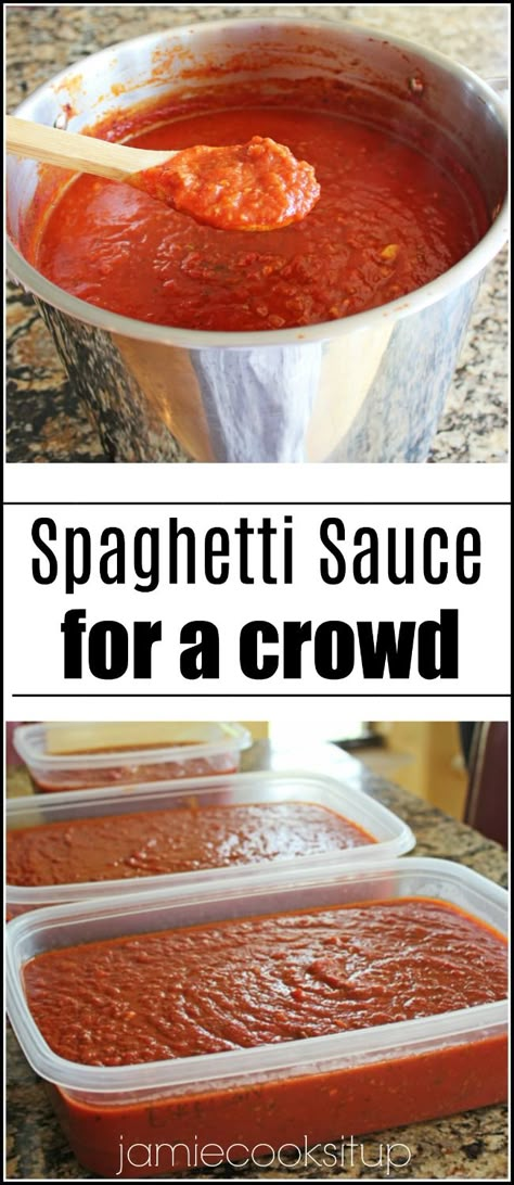 Hearty Spaghetti Sauce for a Crowd – Jamie Cooks It Up Camping Food For A Crowd, Fundraiser Food, Crowd Recipes, Bulk Cooking, Large Group Meals, Spaghetti Sauce Recipe, Best Spaghetti, Spaghetti Dinner, Recipes For A Crowd