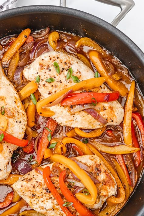 Chicken With Bell Peppers And Onions Recipe Chicken Recipes With Peppers, Recipes With Peppers, Chicken Peppers And Onions, Chicken And Peppers, Stuffed Bell Peppers Chicken, Beef Snacks, Chicken Breast In Air Fryer, Chicken Peppers, Reheat Chicken