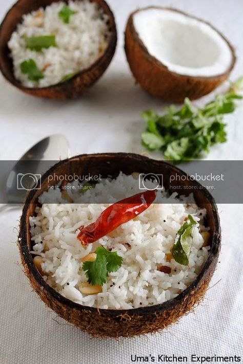 Coconut Bowls, India Food, Coconut Rice, South Indian Food, Food Presentation, Food Plating, My Kitchen, Creative Food, Food Photo