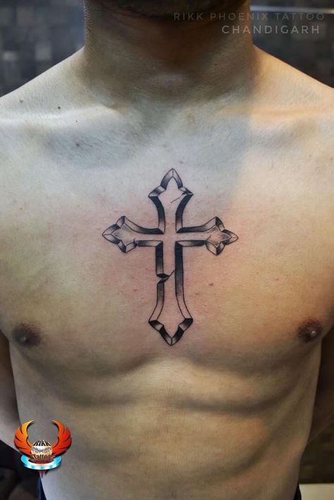 Cross With Shading Tattoo, Chest Tattoo Men Cross, Cross Tattoos For Men On Chest, Chest Cross Tattoo For Men, Cross Shading, Chest Cross Tattoo, Cross Chest Tattoo Men, Cross Tattoo Chest, Cross Chest Tattoo