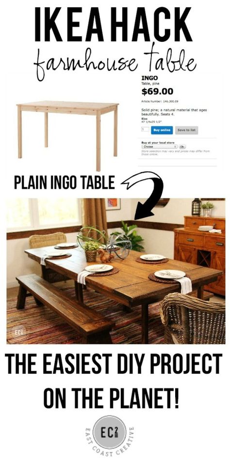 IKEA HACK: Build a Farmhouse Table the Easy Way! Build A Farmhouse, Build A Farmhouse Table, Ikea Table, Ikea Ideas, Diy Ikea Hacks, Diy Ikea, Furniture Hacks, Ikea Diy, Creative Blog