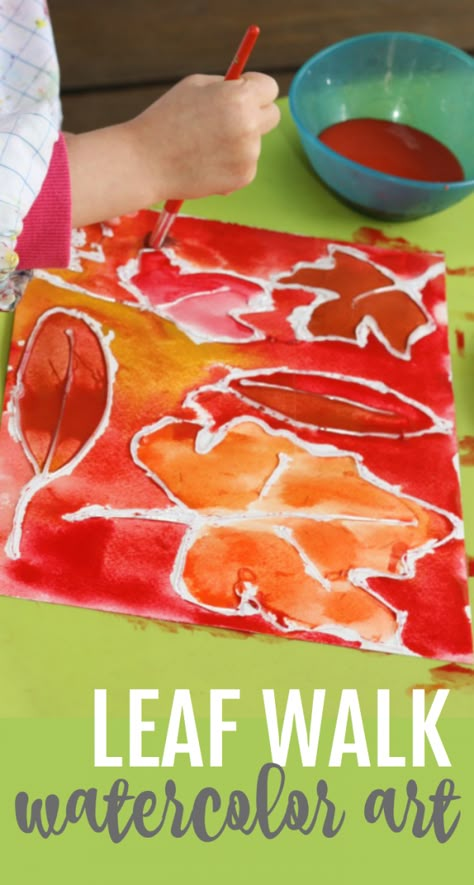 This leaf walk watercolor art activity is the perfect combination of outdoor play and art! Such a fun activity! Preschool Fall, Tree Study, Fall Preschool, Art Activity, Fall Crafts For Kids, Autumn Crafts, Fall Art, Fall Theme, Toddler Art